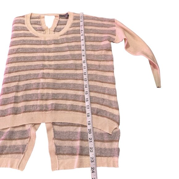 Quinn Women's Gray/Cream Knitted Stripe High & Low Hem Long Sleeve Size 2 - Picture 6 of 7